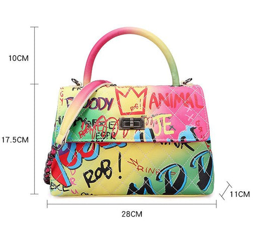 Ladies' Graffiti Clutch Bag - Colorful Painted Handbag Colorful