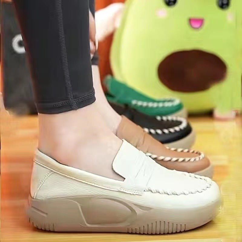 Ladies New Platform Casual Shoes Creamy White