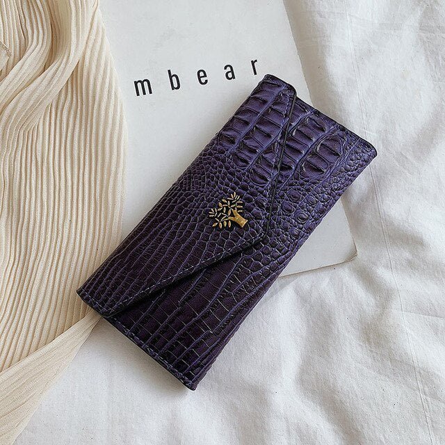 Ladies Pattern Clutch Handbag Dark Purple