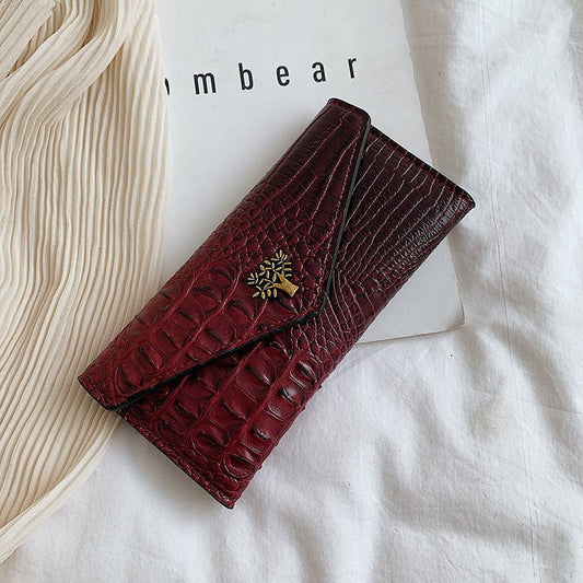 Ladies Pattern Clutch Handbag Wine Red