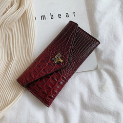 Ladies Pattern Clutch Handbag Wine Red