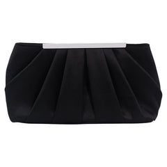 Ladies' Pleated Satin Dinner Clutch Bag Black