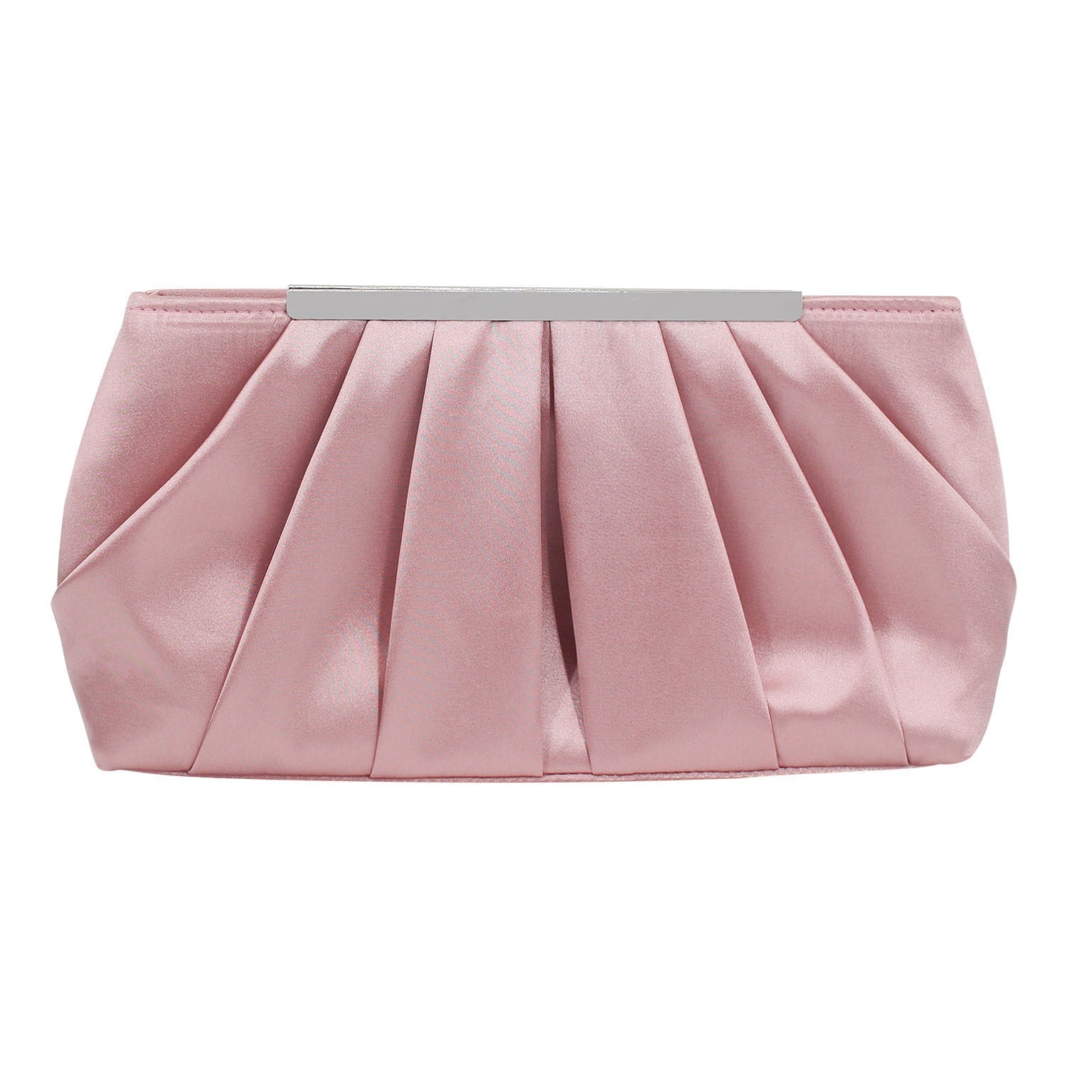 Ladies' Pleated Satin Dinner Clutch Bag Pink