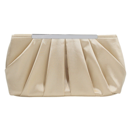 Ladies' Pleated Satin Dinner Clutch Bag Apricot