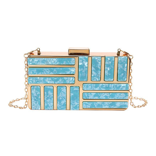 Ladies Square Bag Acrylic Clutch Handbag Blue