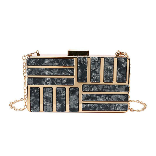 Ladies Square Bag Acrylic Clutch Handbag Black
