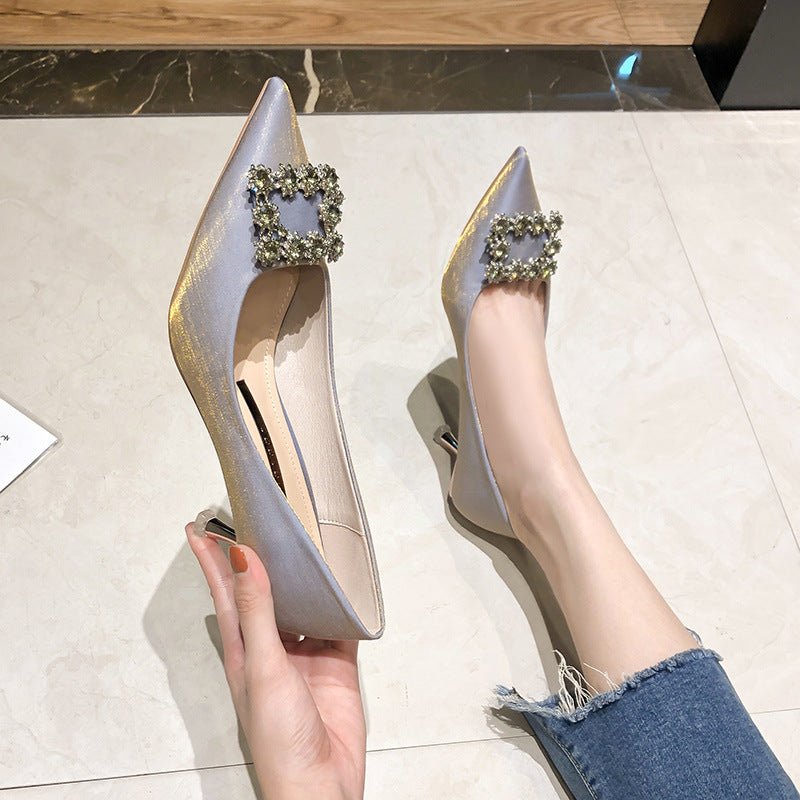 Ladies Style Satin Women's High - heeled Shoes Blue