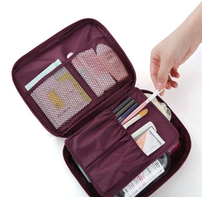 Lady Grace Premium Travel Clutch Makeup Organizer Wine red