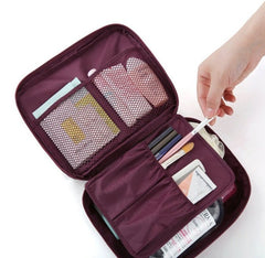 Lady Grace Premium Travel Clutch Makeup Organizer Wine red