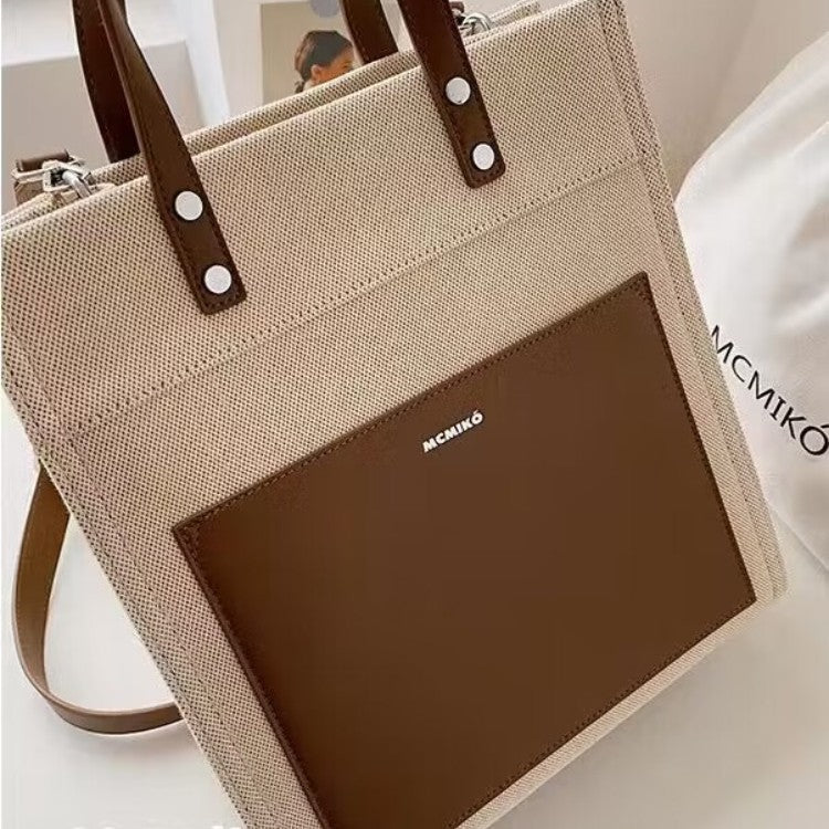 Large Capacity Canvas Tote Bag: Timeless Classic Solid Color Brown