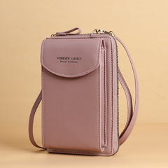 Large Capacity Clutch Shoulder Bag for Mobile Phones Dark Pink