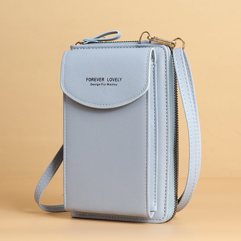 Large Capacity Clutch Shoulder Bag for Mobile Phones Blue