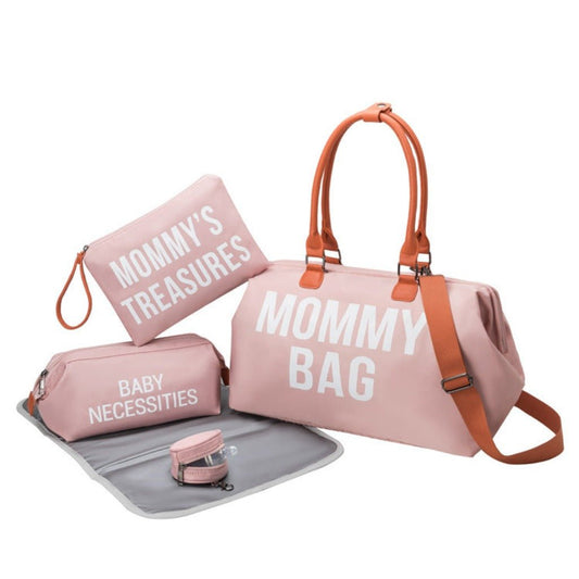 Large Capacity Mommy Bag Set - Three - Piece Multifunctional Pink