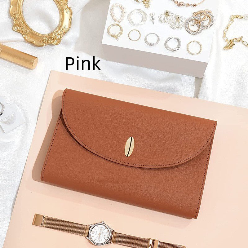 Large Capacity Roll - able Leather Jewelry Hand - held Bag Pink