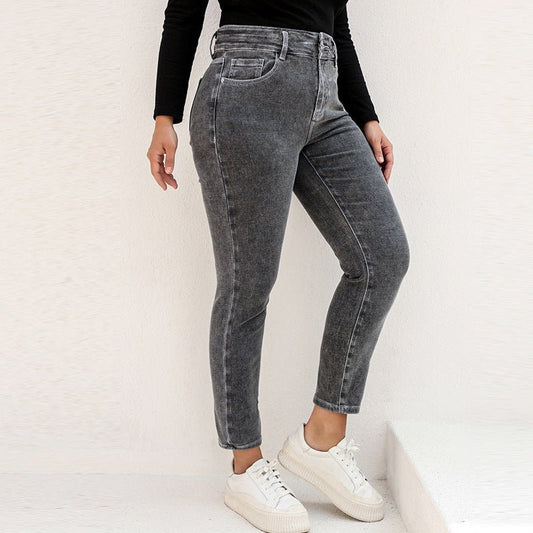 Large Size Loose Jeans Fashion All - matching Comfy Loose Jeans. Black, Gray, Mill White