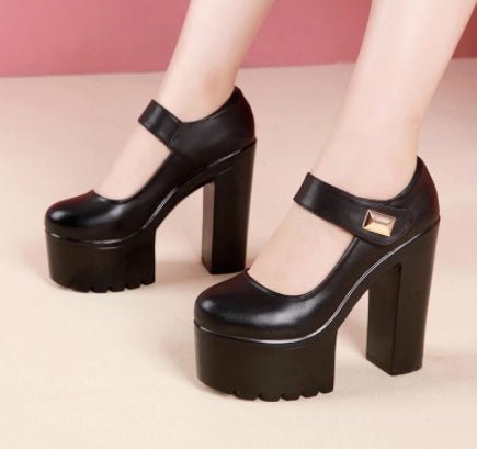 Large size thick heel high heels Black10cm