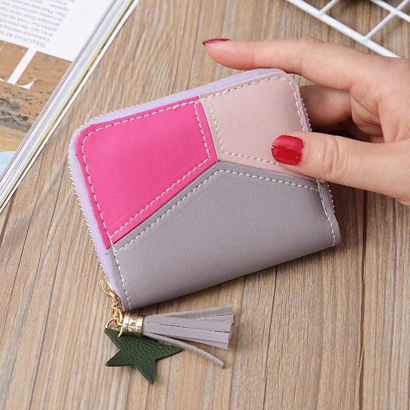 Leather Bag Clutch: Women's Wallet for Ladies and Girls Grey purple