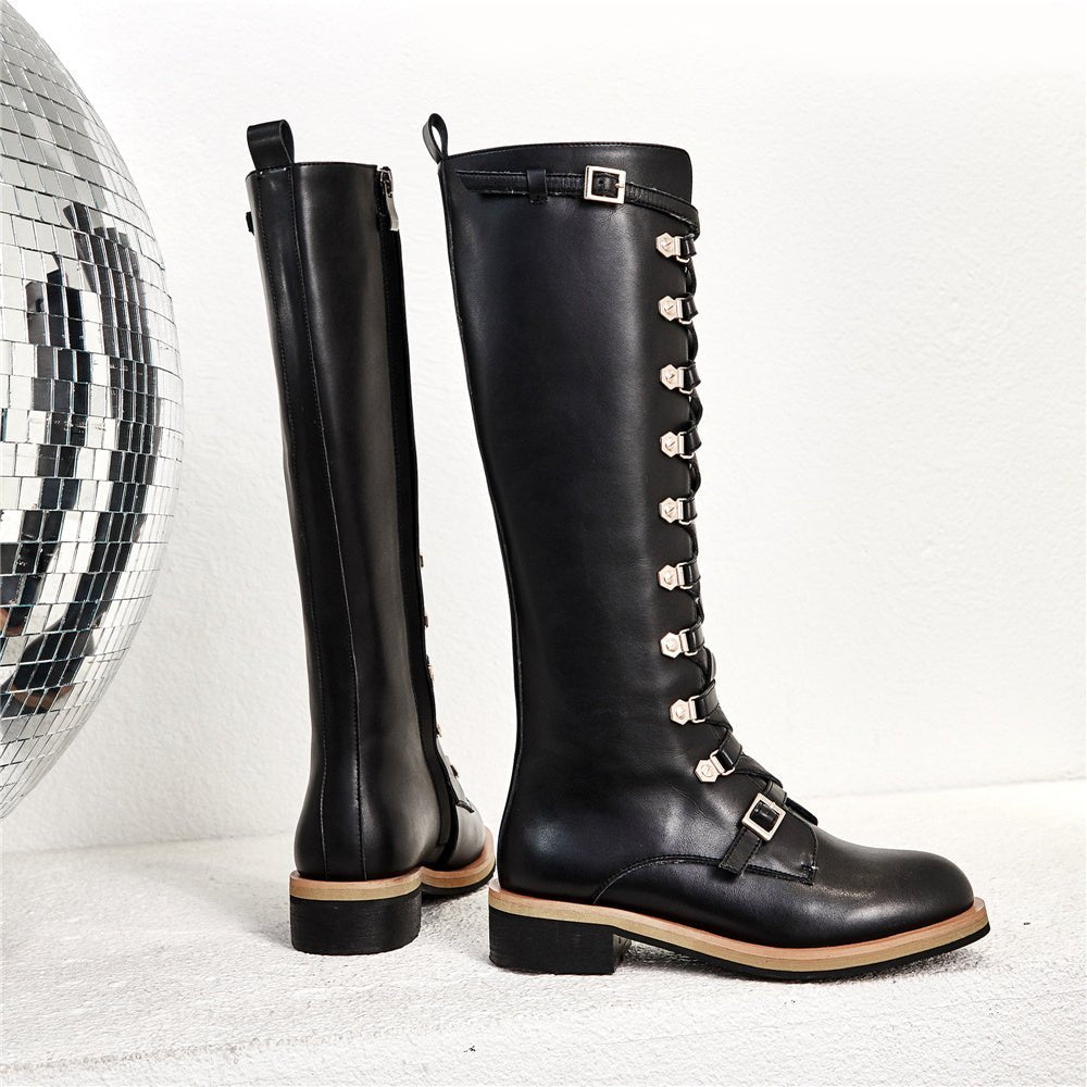 Leather boots Martin boots Black