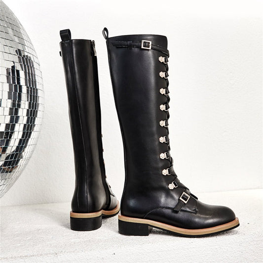 Leather boots Martin boots Black