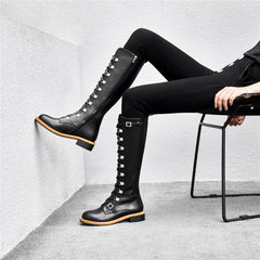 Leather boots Martin boots Black