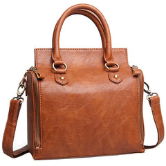 Leather Large Capacity Multi - Pocket Business Laptop Handbags Brown