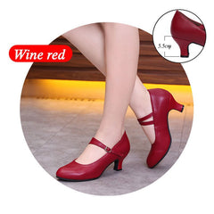 Leather Latin dance shoes Wine Red