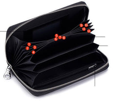 Leather Long Wallet Leather Wallet Men Clutch Bag Zipper Clutch Bag Brown