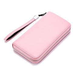 Leather Long Wallet Leather Wallet Men Clutch Bag Zipper Clutch Bag Pink