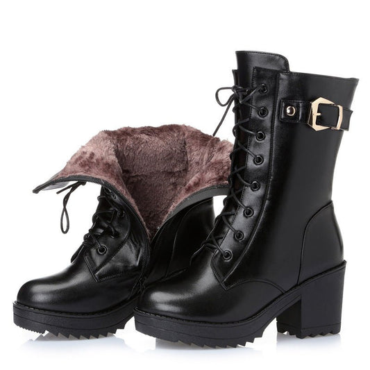 Leather Martin boots women cotton boots 1Black
