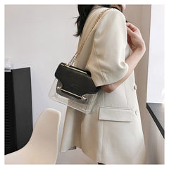 Letter Contrast Color Mother Shoulder Messenger Bag Silver