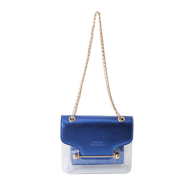 Letter Contrast Color Mother Shoulder Messenger Bag Dark Blue