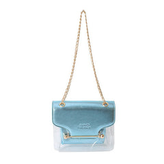 Letter Contrast Color Mother Shoulder Messenger Bag Light Blue