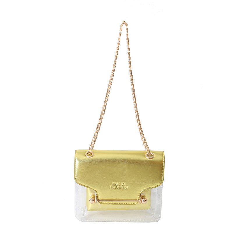 Letter Contrast Color Mother Shoulder Messenger Bag Gold