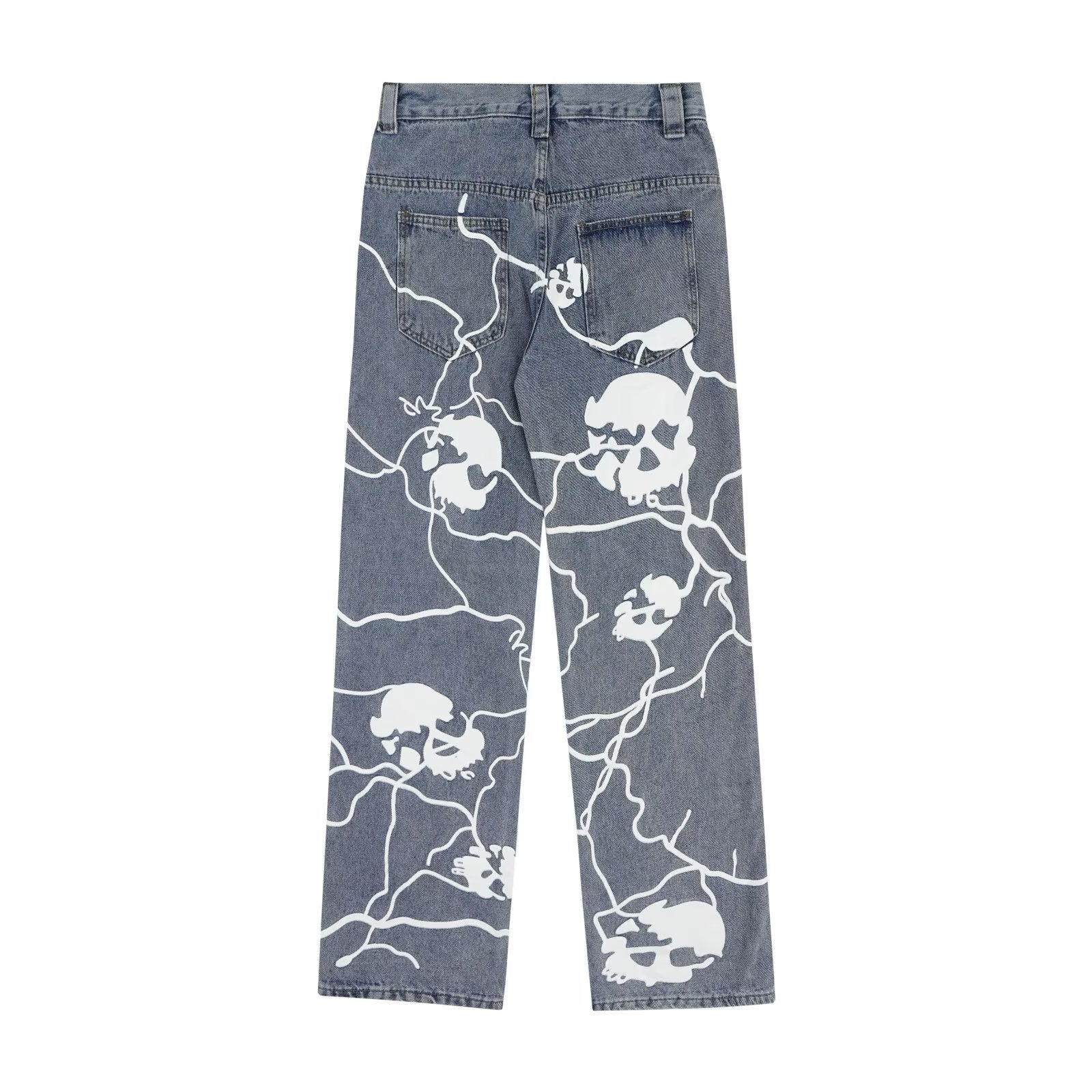 Lightning Skull Washed Vintage Jeans Blue