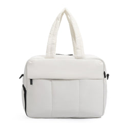 Lightweight and Spacious Quilted Fluffy Handbag for Chic Convenience White