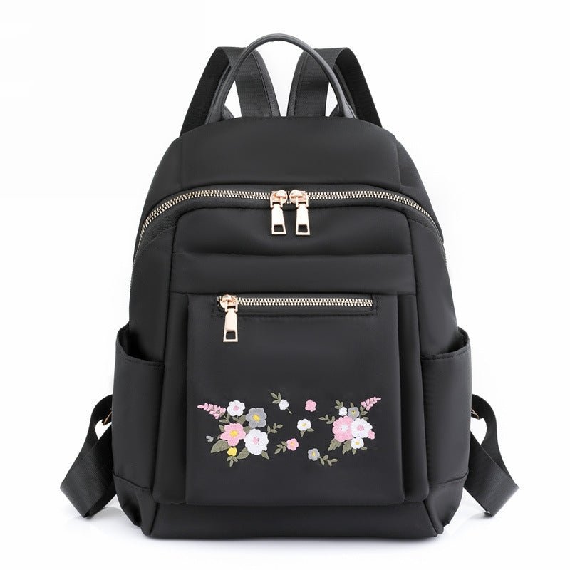 Lightweight Nylon Leisure Embroidery Women's Bag Black