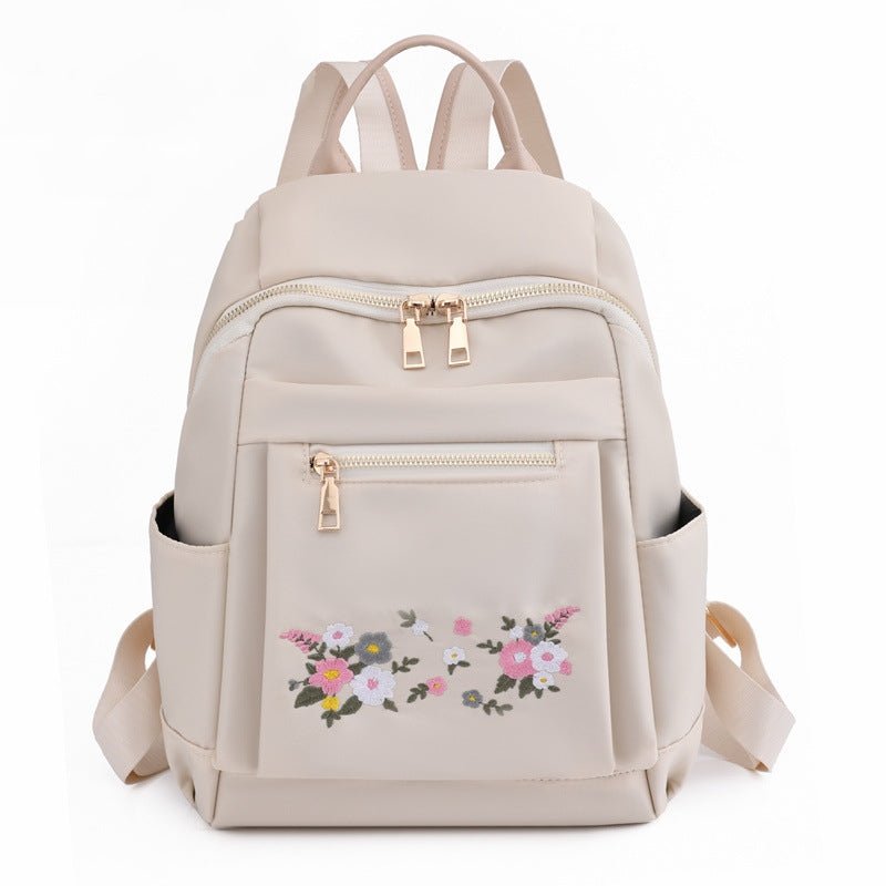 Lightweight Nylon Leisure Embroidery Women's Bag Milky White