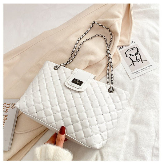 Lingge Large - Capacity Clutch - Trendy All - Match Chain Shoulder Bag White