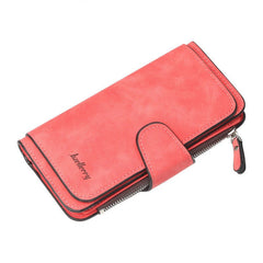 Long buckle ladies clutch wallet Brilliant red
