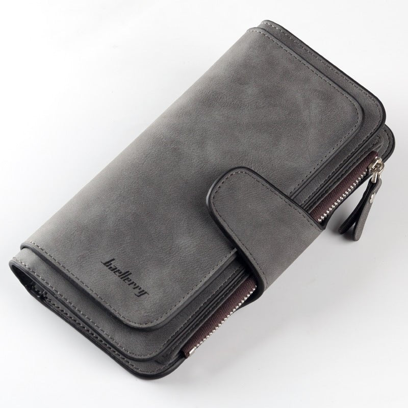 Long buckle ladies clutch wallet Smoky grey