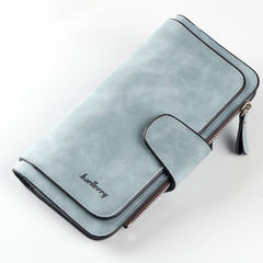 Long buckle ladies clutch wallet Light Blue