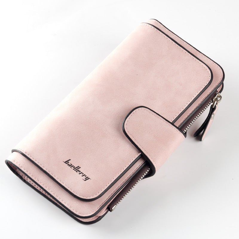 Long buckle ladies clutch wallet Light pink
