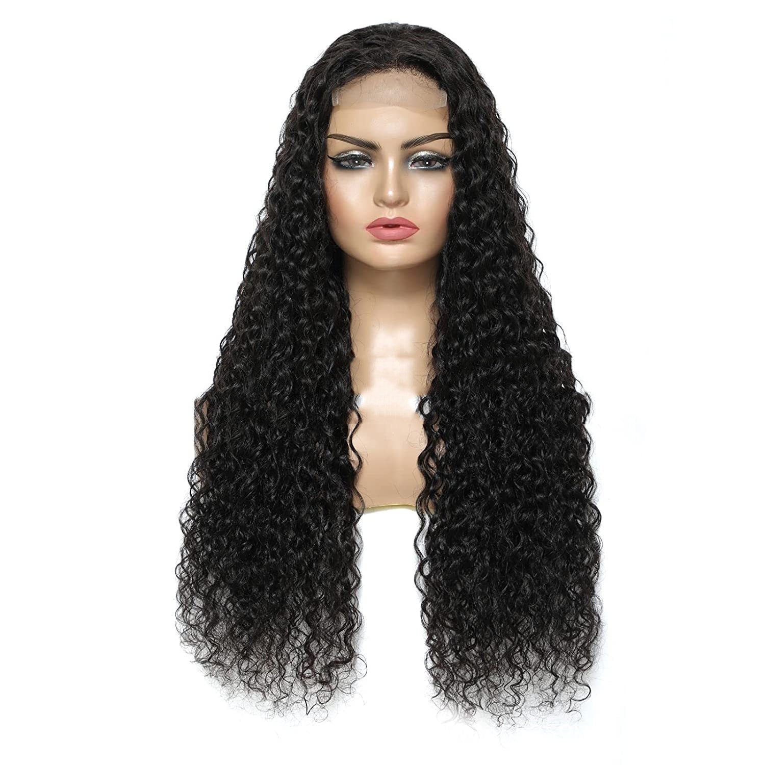 Long Curly Wig with Front Lace and Bangs 10inch