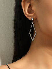 Long Elegant Zircon Earrings - Simple Personality for Women Gun Black