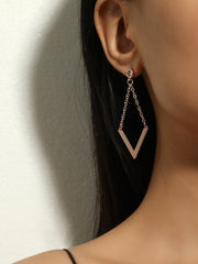 Long Elegant Zircon Earrings - Simple Personality for Women Rose Gold