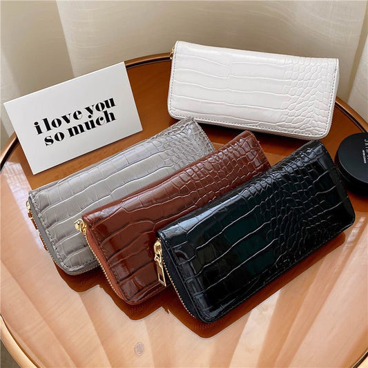 Long lady zipper clutch Wallet Black