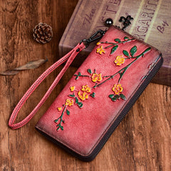 Long vegetable tanned purse Red