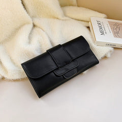 Long Wallet Female Personality Leather Clutch Bag Black