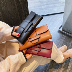 Long Wallet Female Personality Leather Clutch Bag Beige