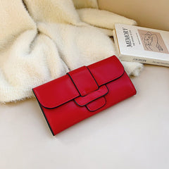 Long Wallet Female Personality Leather Clutch Bag Red